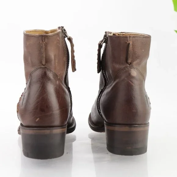 Frye Womens Diana Stitch Boots Size 6 Brown Leather Western Booties Block Heel - Picture 4 of 14